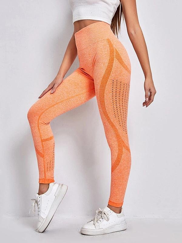 Space Dye Hollow Wide Waistband Sports Leggings for Women