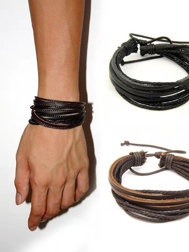 Men's Men Women 1PC Cuff Links Vintage Bracelet Loom Bracelet Gift Beach Retro Adjustable Simple European Black Brown - LuckyFash™