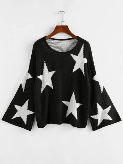 Star Flare Sleeve Jumper Sweater for Women