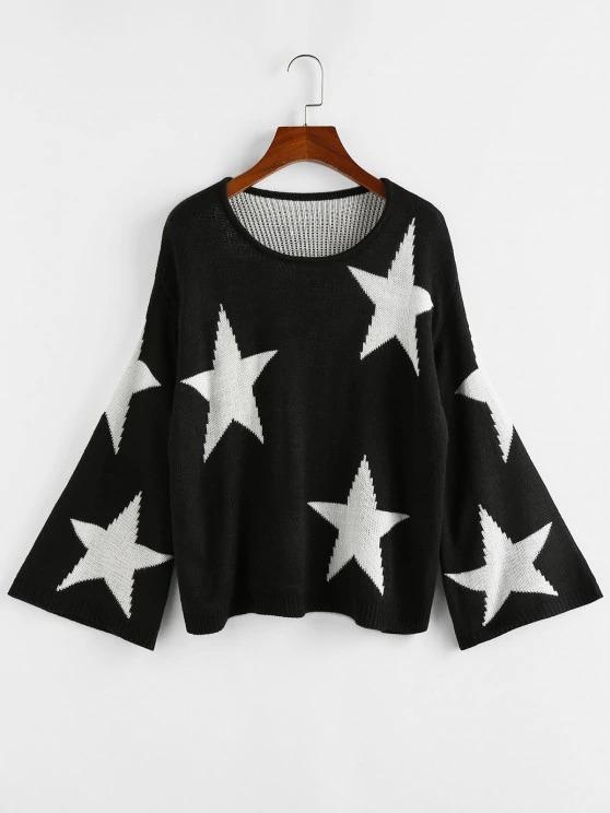 Star Flare Sleeve Jumper Sweater - LuckyFash™