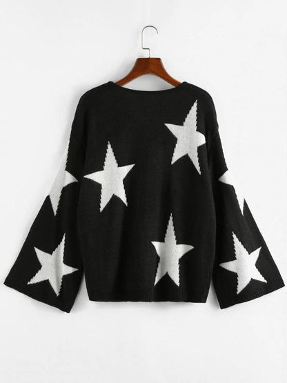 Star Flare Sleeve Jumper Sweater - LuckyFash™