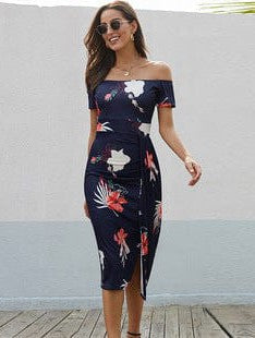 Strappy Sleeve Women's One Shoulder Casual Dress with Solid Color - A-Line Skirt and Lotus Leaf Sleeves