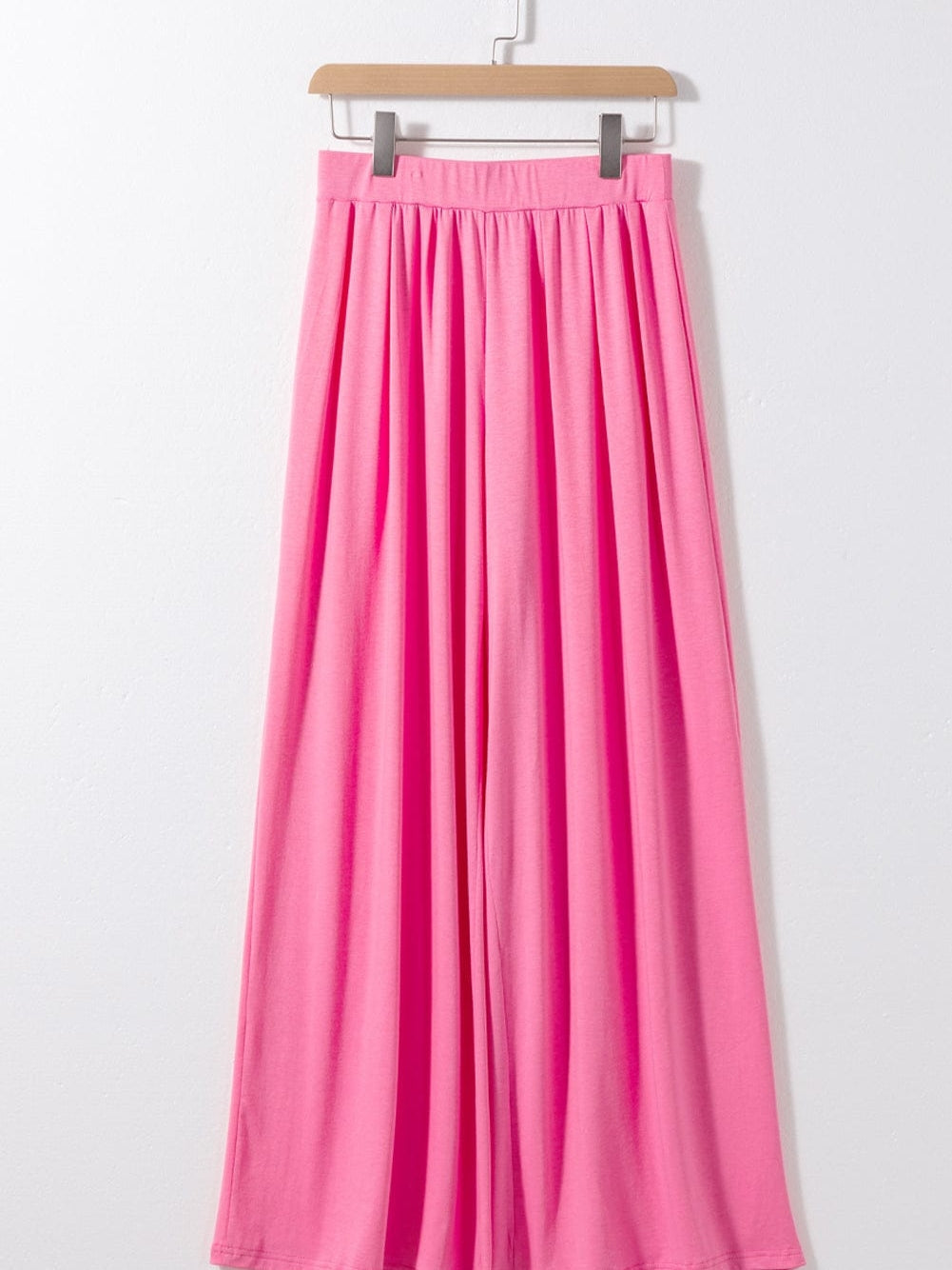 Strawberry Pink Elegant Crop Top and Wide Leg Pants Set