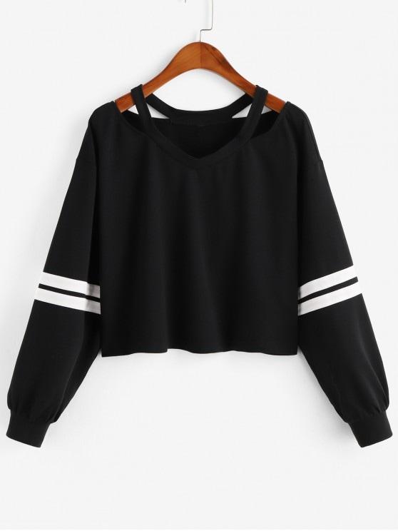 Stripe Cold Shoulder Sweatshirt for Women