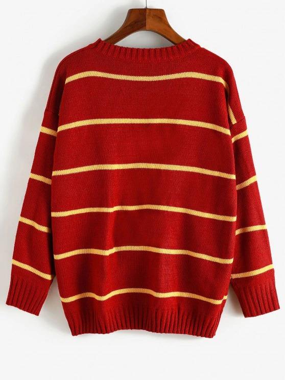 Striped Drop Shoulder Loose Sweater - LuckyFash™