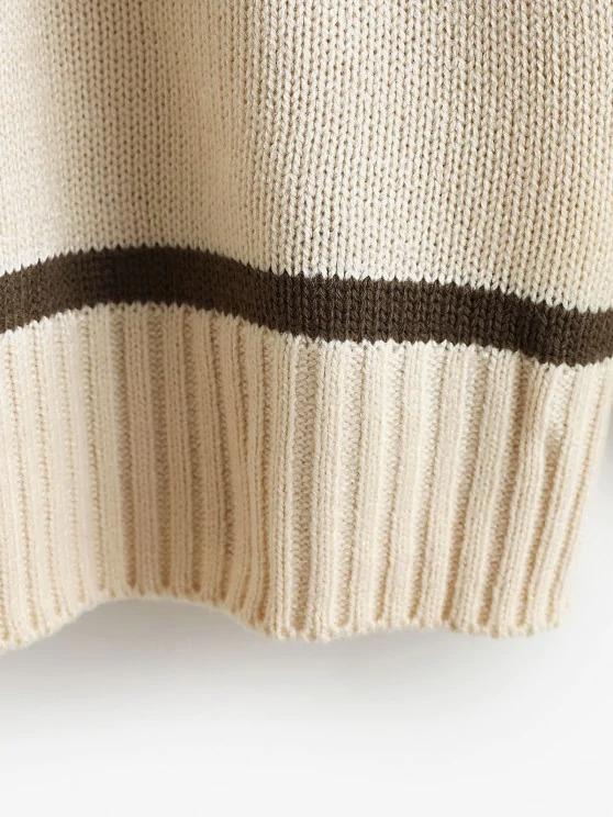 Striped Drop Shoulder Turtleneck Sweater - LuckyFash™