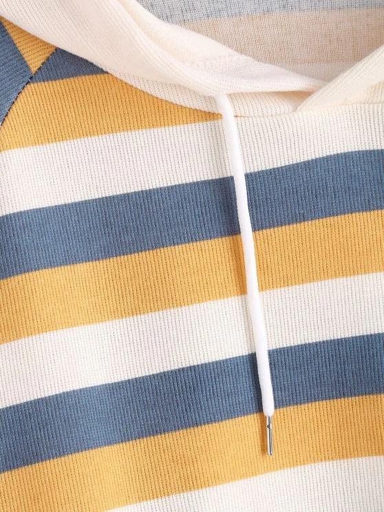 Stripes Raglan Sleeve Ribbed Hoodie - LuckyFash™