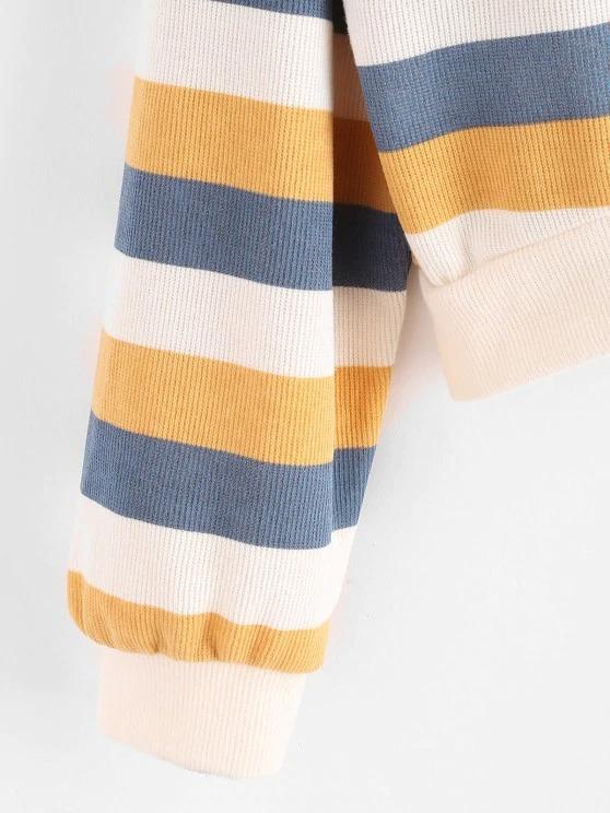 Stripes Raglan Sleeve Ribbed Hoodie - LuckyFash™