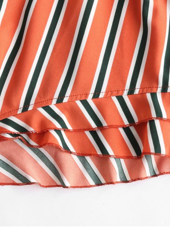 Stripes Tie Front Bandeau Top Set - LuckyFash™