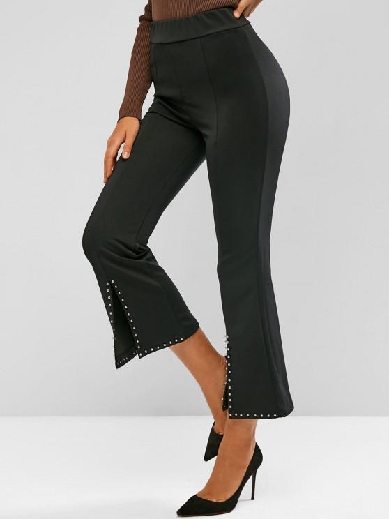 Studded Slit Hem Pull On Flare Pants - LuckyFash™