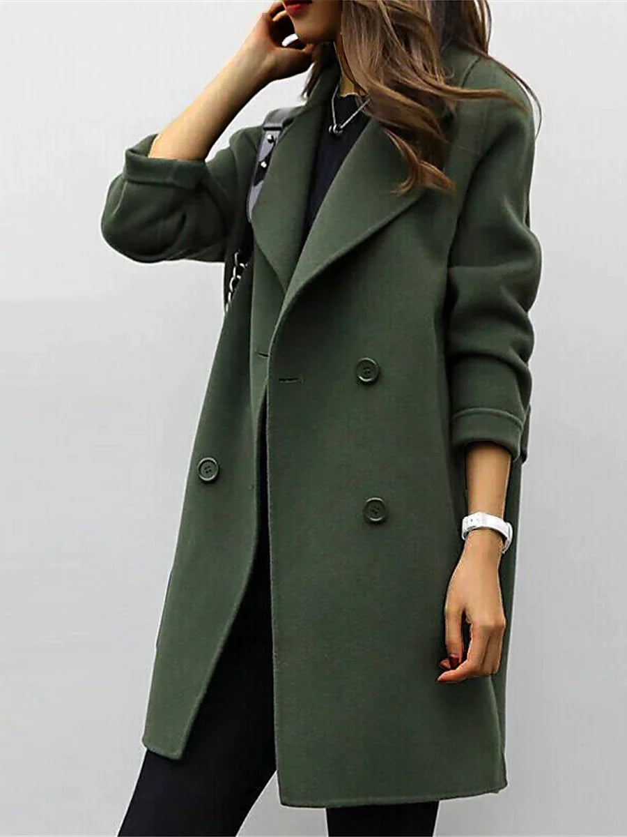 Women's Coat Outdoor Button Plain Breathable Fashion Regular Fit Outerwear Long Sleeve Fall ArmyGreen S