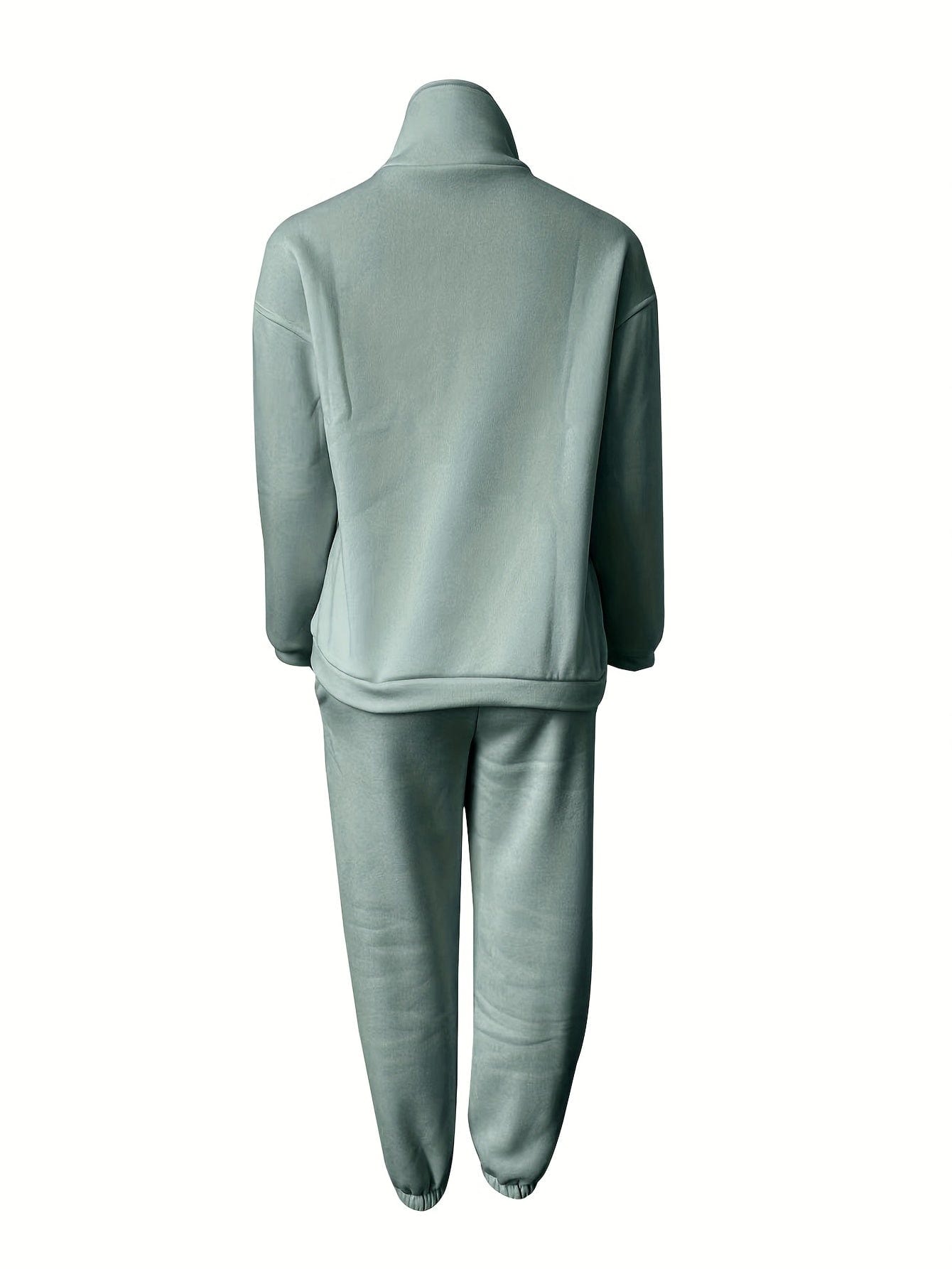 Stylish Zip-Up Sweatshirt & Solid Sweatpants Two-Piece Set