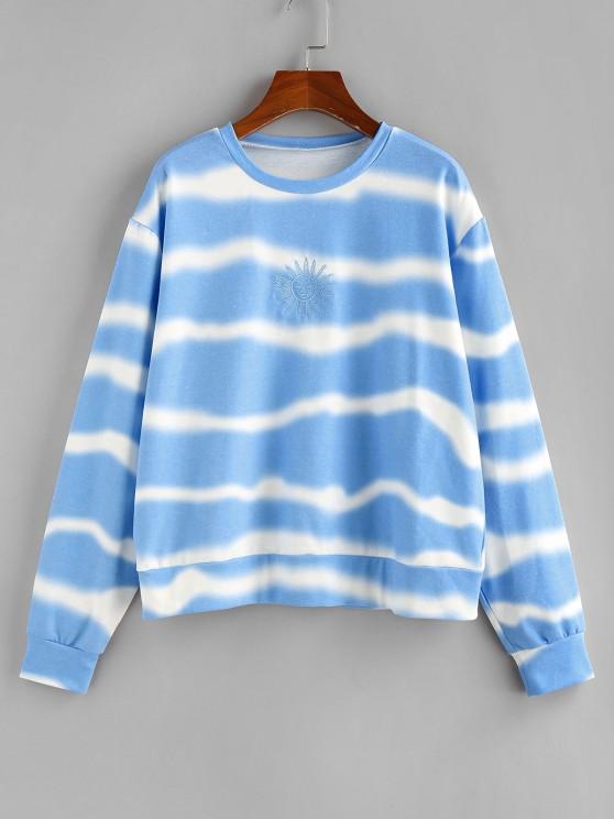 Sun Embroidered Tie Dye Loose Sweatshirt for Women