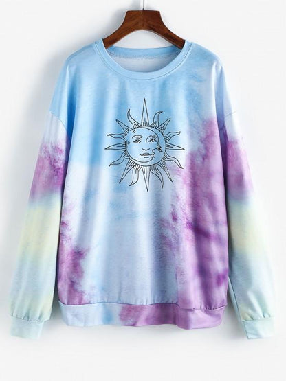 Sun Graphic Tie Dye Oversize Sweatshirt - LuckyFash™