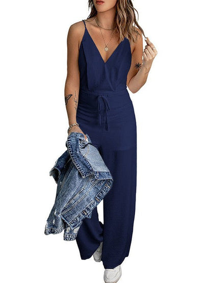 Suspenders Women's Casual Jumpsuit with Waist-Slimming Trousers