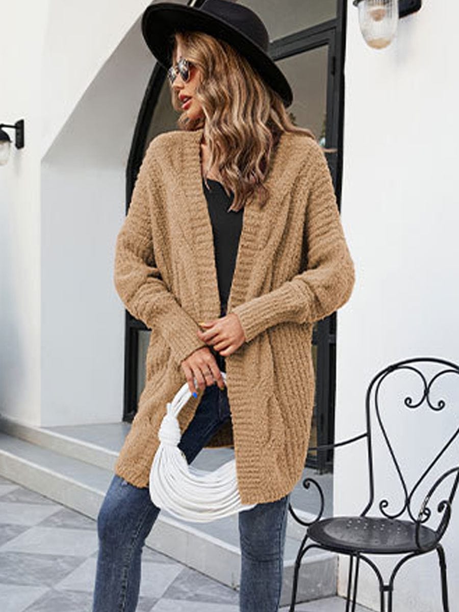 MsDressly Sweaters Loose And Cozy V Neck Cable Knit Sweater