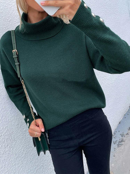 MsDressly Sweaters Turtleneck Solid Long Sleeve Knitted Sweater SWE2109101168GRES