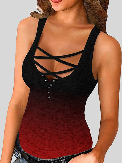 Tank Tops - Tank Tops With Tight Gradient Print Straps - MsDressly