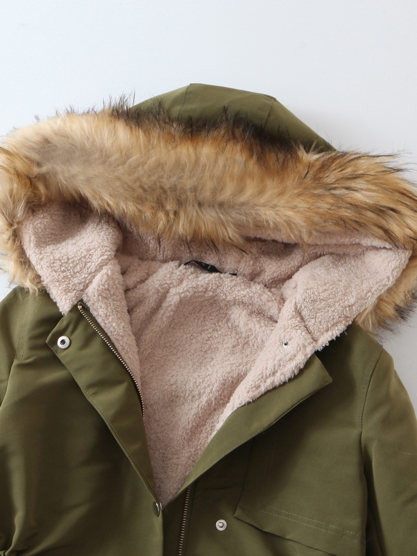 Teddy Lined Drawstring Parka Coat - LuckyFash™