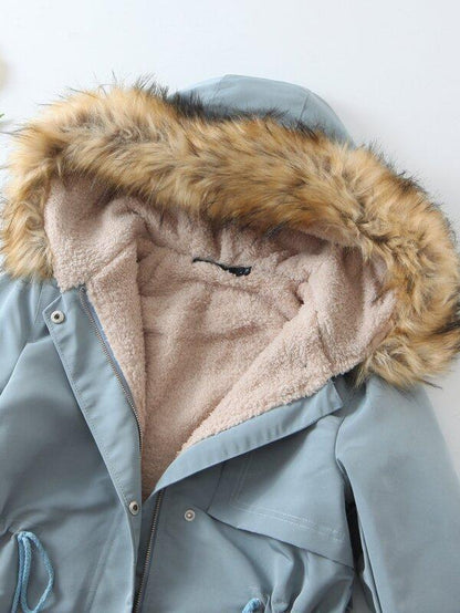 Teddy Lined Drawstring Parka Coat - LuckyFash™