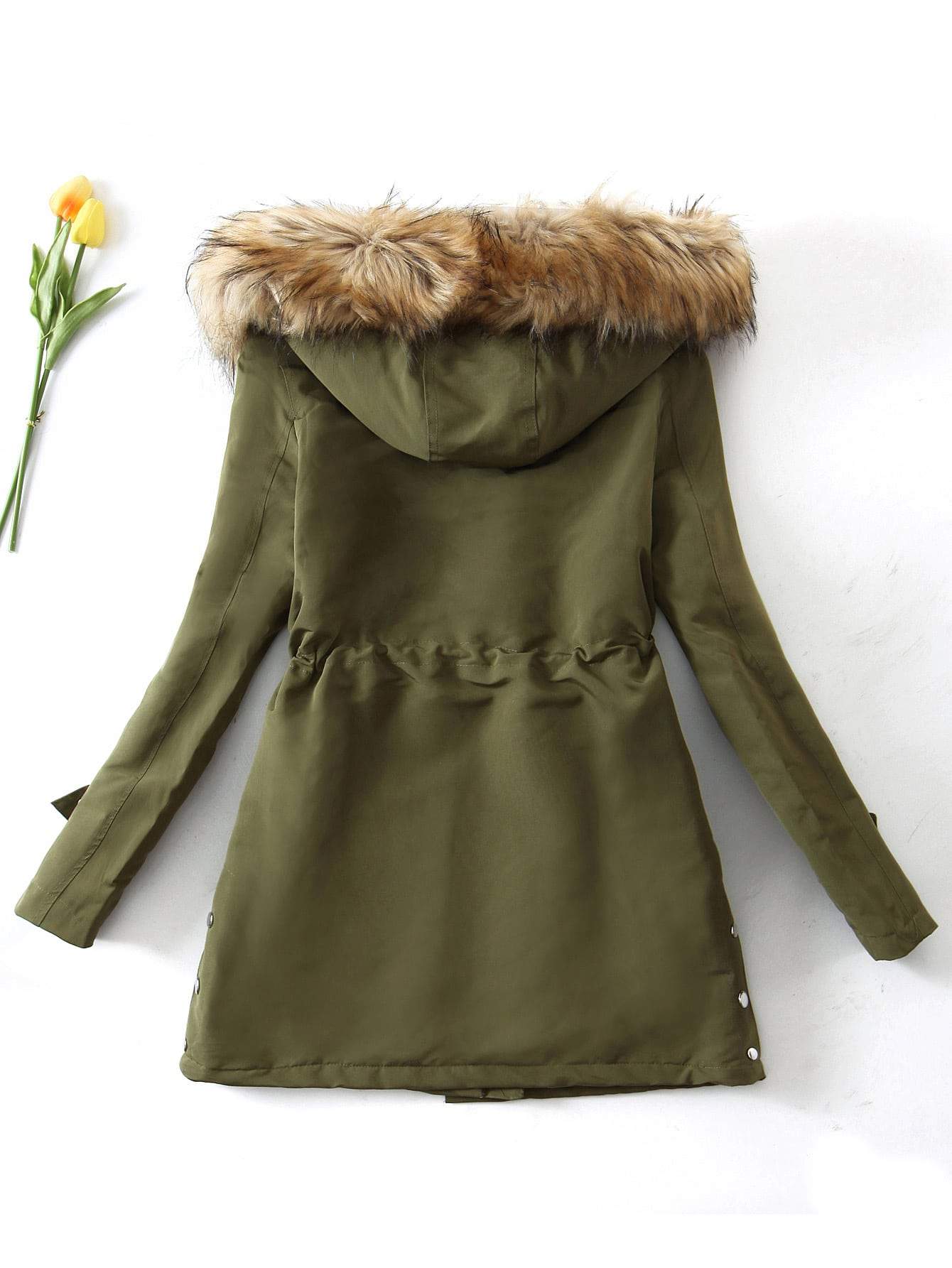 Teddy Lined Drawstring Parka Coat - LuckyFash™