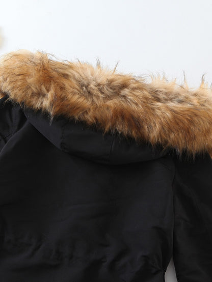 Teddy Lined Drawstring Parka Coat - LuckyFash™