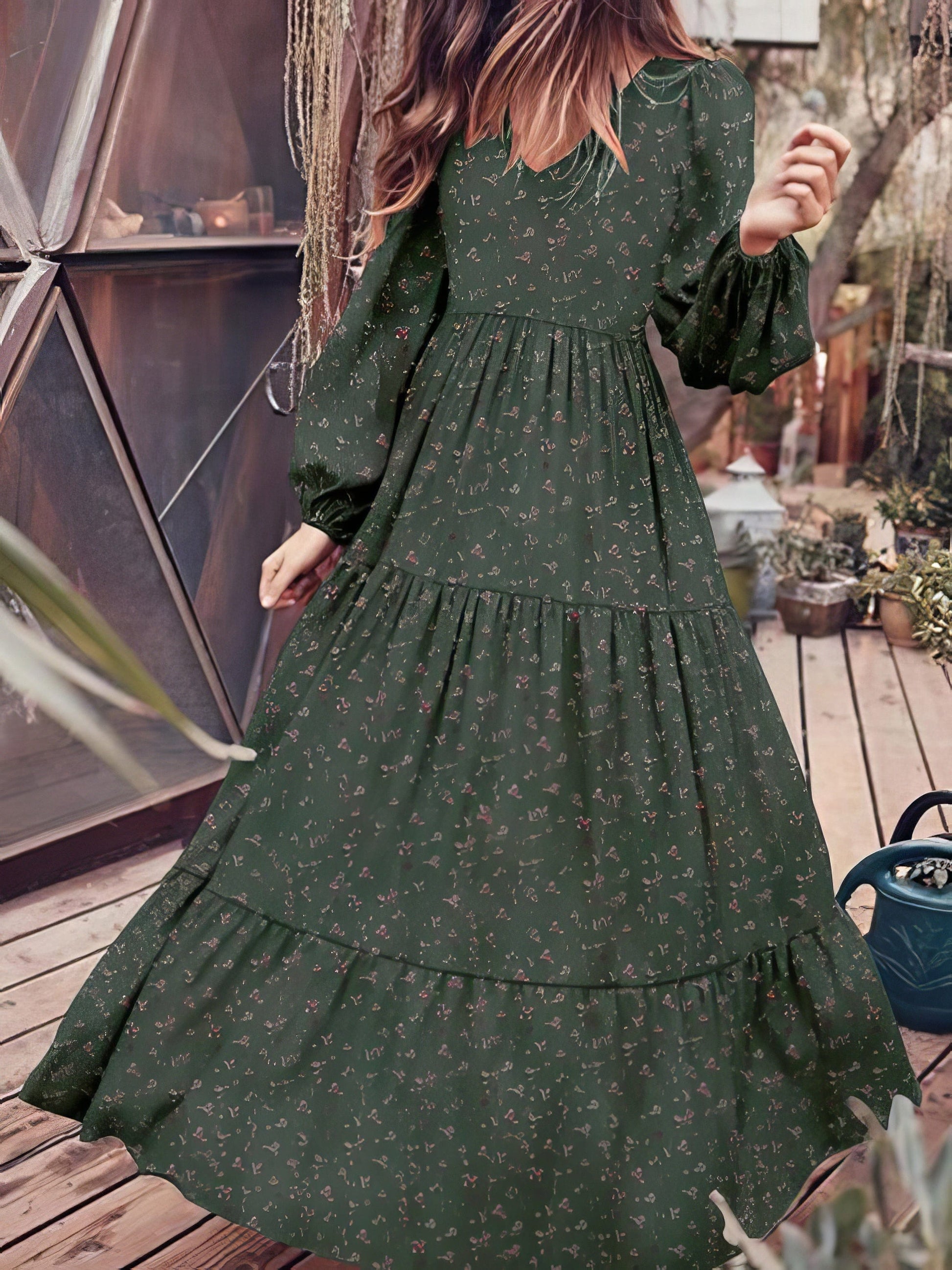 Temperament Chiffon V-Neck Long Sleeve Dress