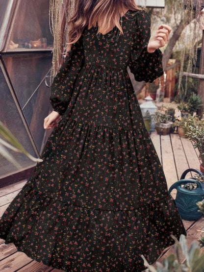 Temperament Chiffon V-Neck Long Sleeve Dress