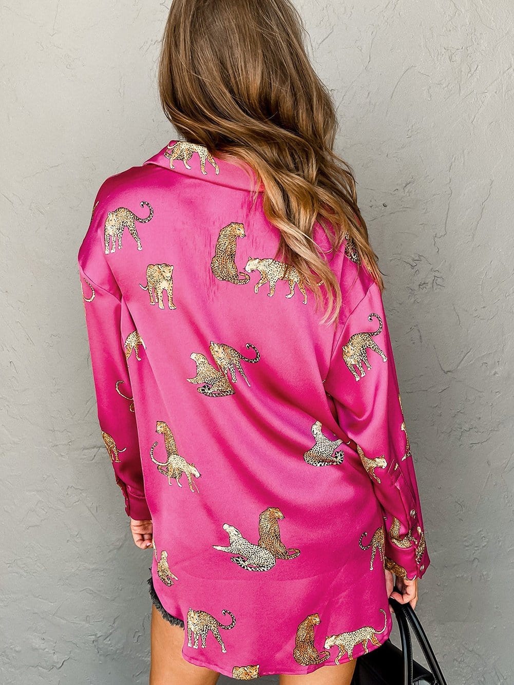 Tempting Printed Lapel Single-Breasted Long-Sleeved Blouse