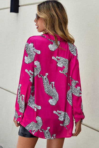 Tempting Printed Lapel Single-Breasted Long-Sleeved Blouse