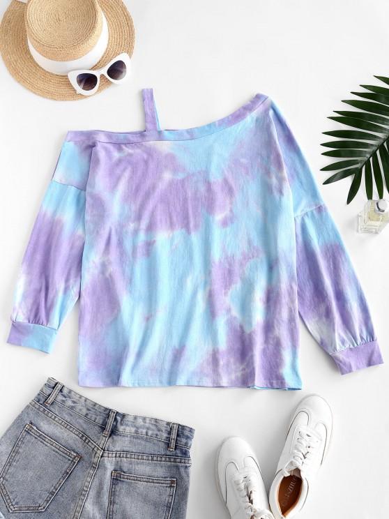 Tie Dye Cold Shoulder Pullover Sweatshirt - LuckyFash™