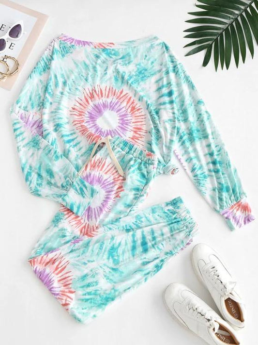 Tie Dye Lounge Sweat Two Piece Set for Women