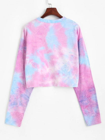 Tie Dye Print Butterfly Embroidered Sweatshirt - LuckyFash™