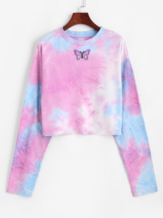 Tie Dye Print Butterfly Embroidered Sweatshirt - LuckyFash™