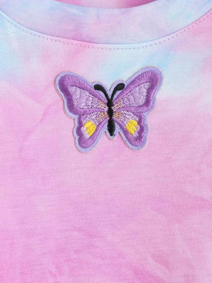 Tie Dye Print Butterfly Embroidered Sweatshirt - LuckyFash™