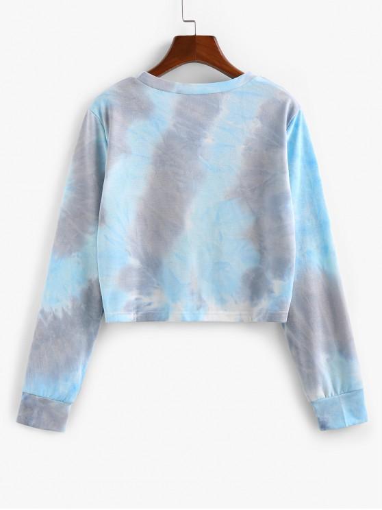 Tie Dye Rose Applique Front Twist Sweatshirt - LuckyFash™