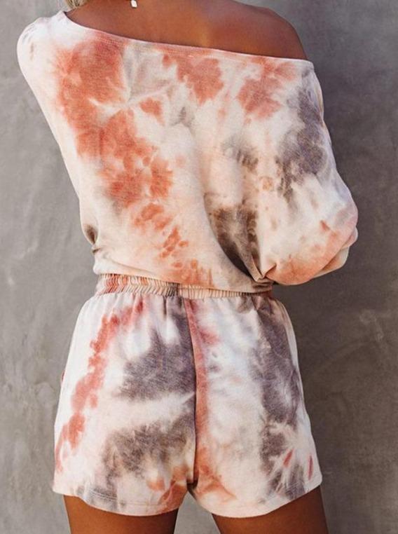 Tie Dye Short Sleeve Dawstring Loose Suit Sets - LuckyFash™