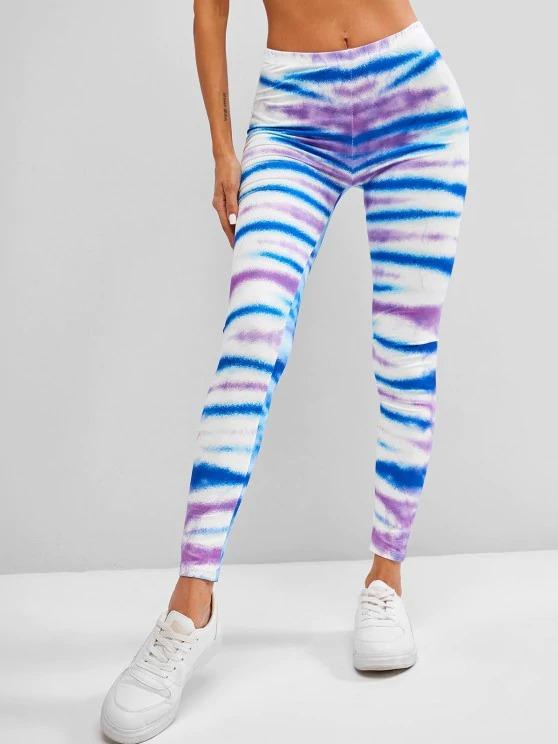 Tie Dye Stripes Skinny Leggings for Women