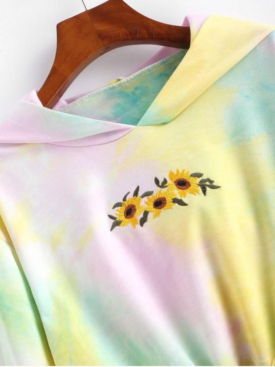 Tie Dye Sunflower Embroidered Copped Hoodie - LuckyFash™