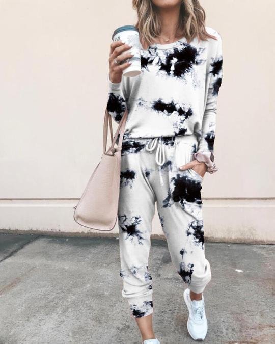 Tie Dye T-shirt Pants Homewear Two-piece for Women