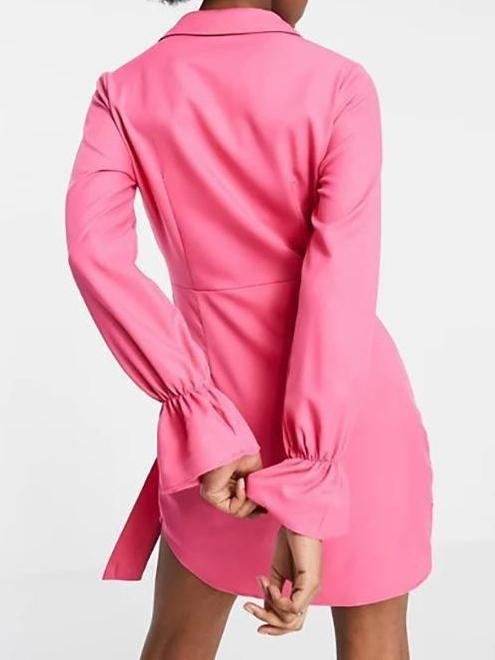 Tie Front Drape Shirt Mini Dress - LuckyFash™