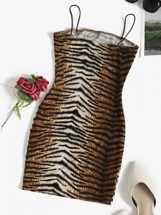 Tiger Print Bungee Strap Bodycon Dress - LuckyFash™