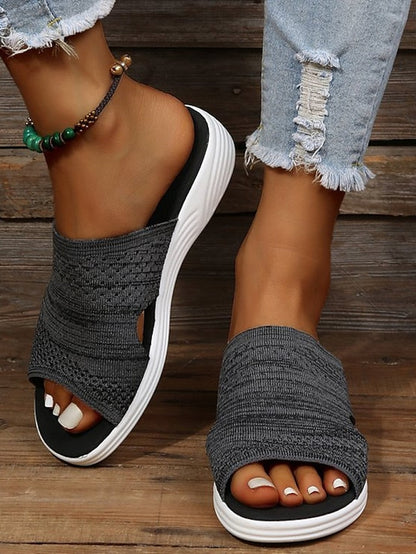 Women's Sandals Plus Size Outdoor Slippers Flyknit Shoes Outdoor Daily Beach Summer Flat Heel Open Toe Classic Casual