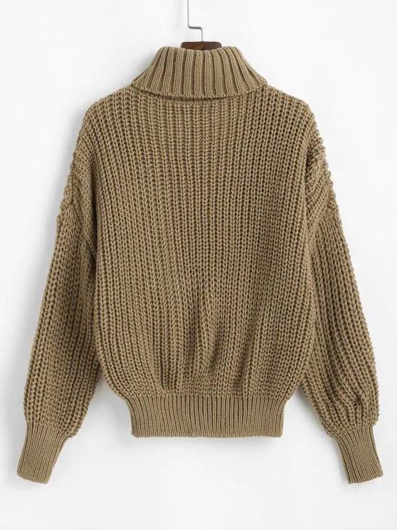 Turtleneck Chunky Cable Knit Sweater - LuckyFash™