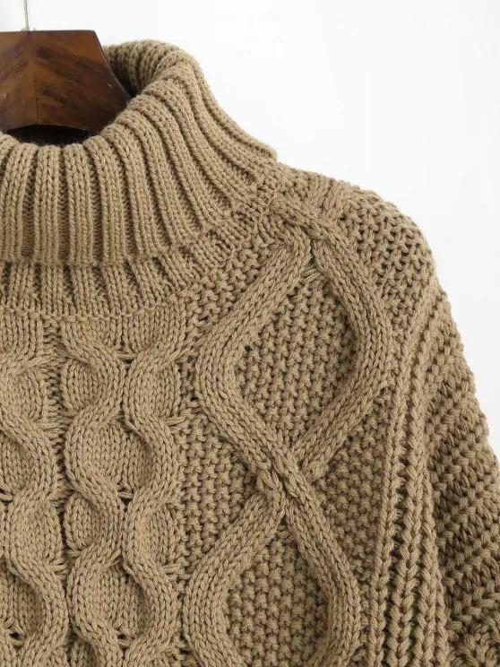 Turtleneck Chunky Cable Knit Sweater - LuckyFash™