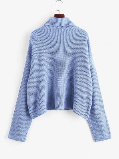 Turtleneck Half Zip Oversized Sweater - LuckyFash™