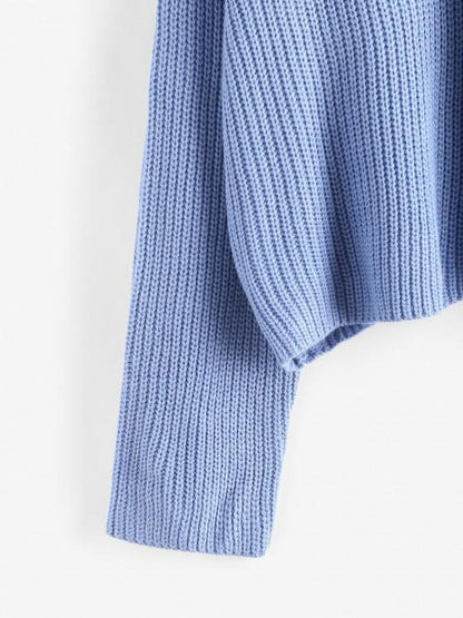 Turtleneck Half Zip Oversized Sweater - LuckyFash™