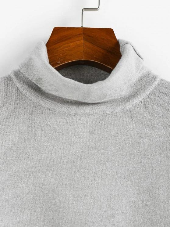 Turtleneck Plain Crop Knitwear - LuckyFash™