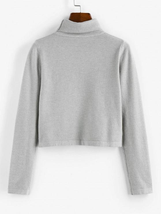 Turtleneck Plain Crop Knitwear - LuckyFash™