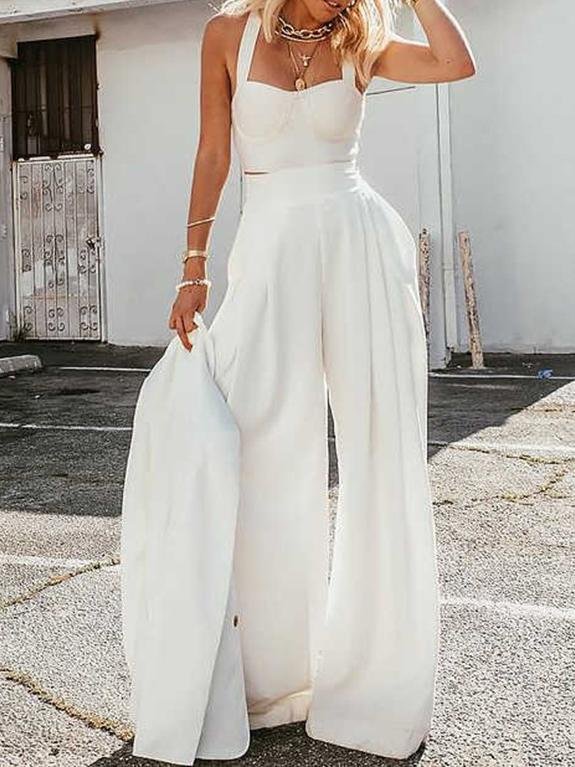 Two-Piece Camisole & Loose Wide-Leg Pants - LuckyFash™